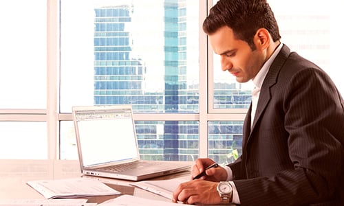 Businessman working in office