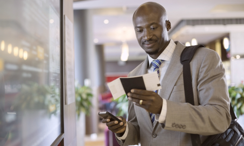 A businessman at the airport