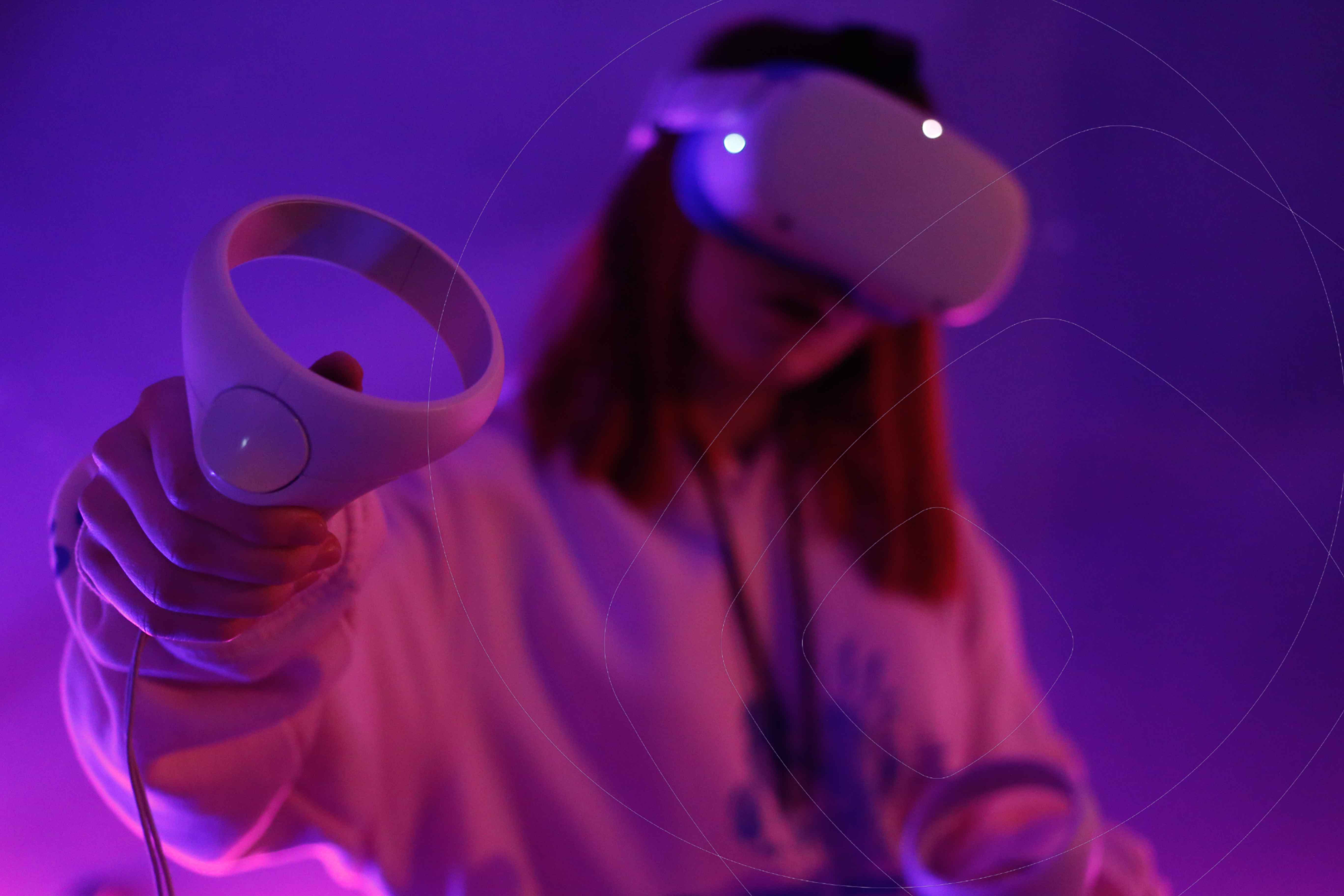 A person playing VR