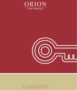 The Orion Finance summary note frontpage