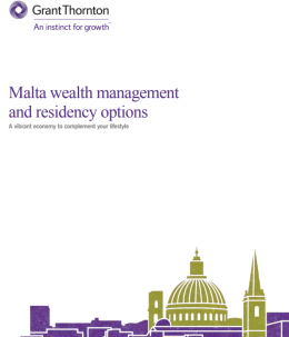 The "Malta wealh management and residency options" brochure frontpage
