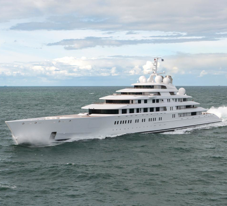 A huge yacht sailing on the sea