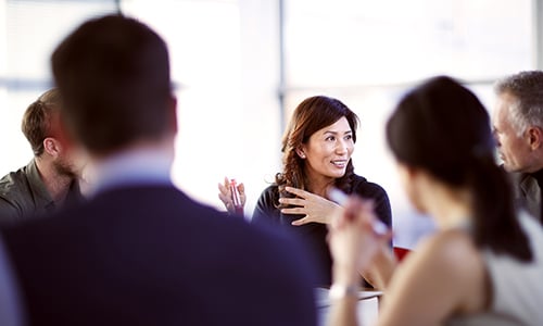 A business woman talk in a meeting