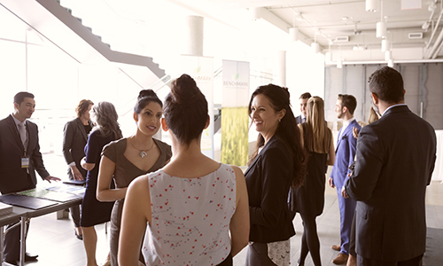 Business people networking at conference